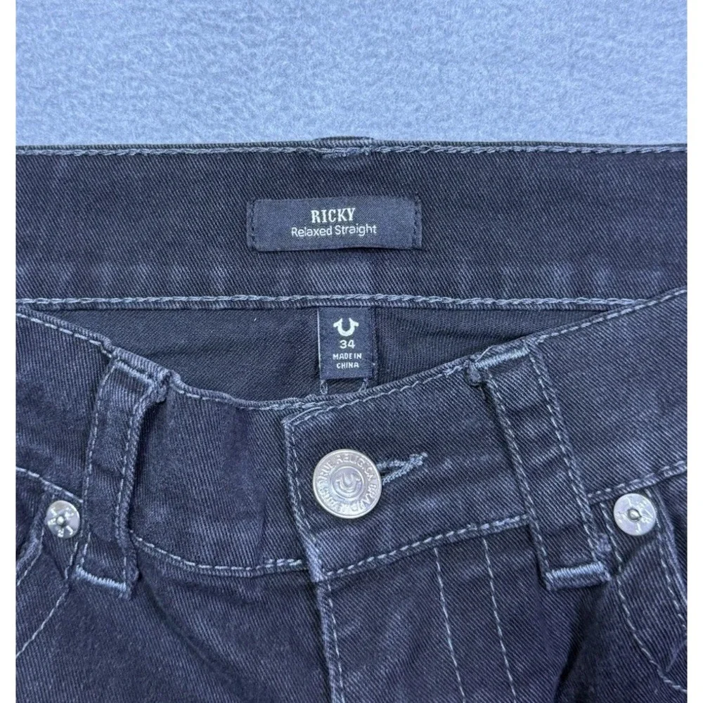 True Religion Jeans Mens 34x32 Ricky Relaxed Straight Black Y2K Normcore USA